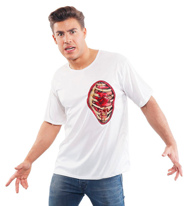 T-Shirt mit anatomischem Brustkorb, Herz und Lunge Motiv