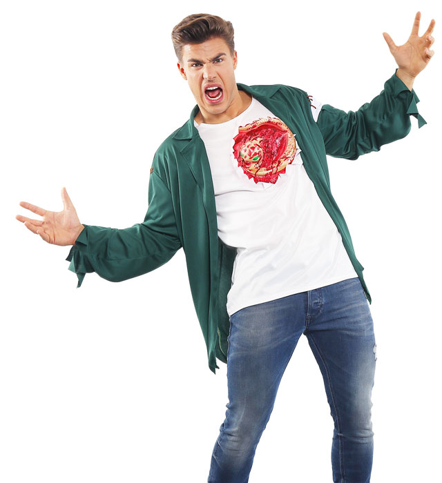 T-Shirt mit Alien Chestburster Motiv, schwarzes Shirt mit auffälliger Grafik