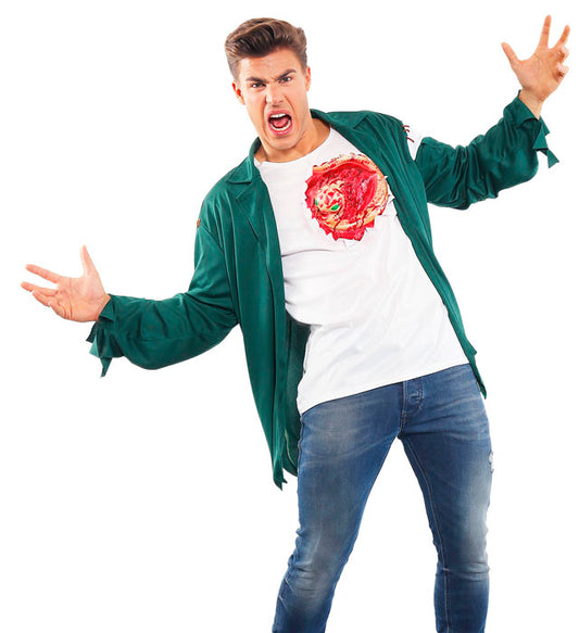 T-Shirt mit Alien Chestburster Motiv, schwarzes Shirt mit auffälliger Grafik