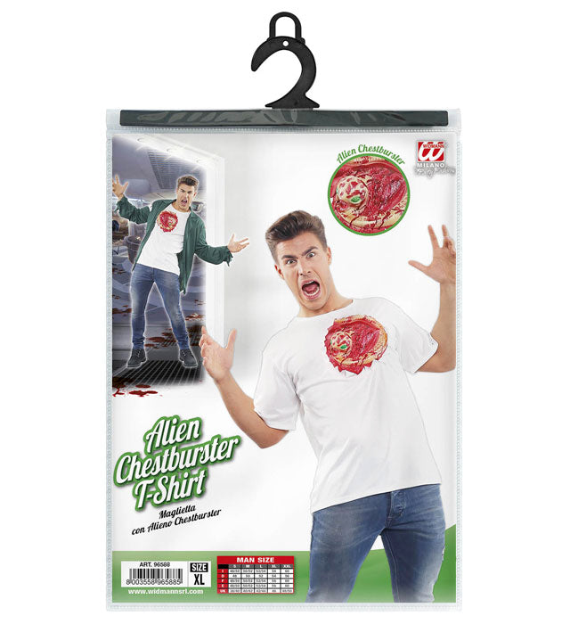 T-Shirt mit Alien Chestburster Motiv, schwarzes Shirt mit auffälliger Grafik