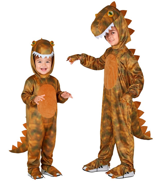 T-Rex Dinosaurier Kostüm Overall mit Kapuze für Fasnacht und Karneval