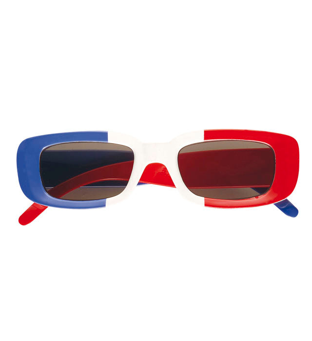 Brille mit französischer Flagge in Blau, Weiß und Rot als Fasnacht Accessoire