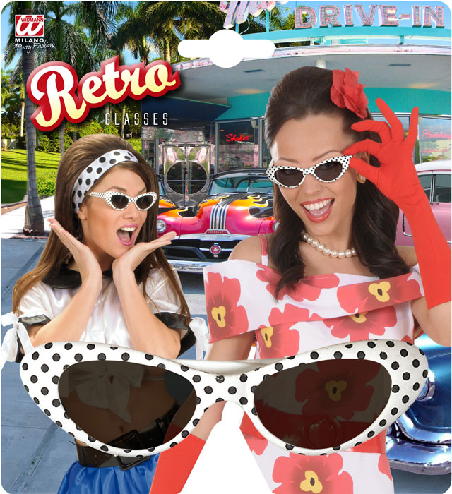 Retro 50er Jahre Brille im Vintage-Design als Kostümzubehör
