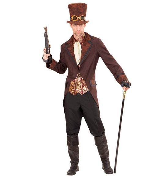 Steampunk Kostüm bestehend aus Frack, Weste, Jabot und Hut in viktorianischem Stil
