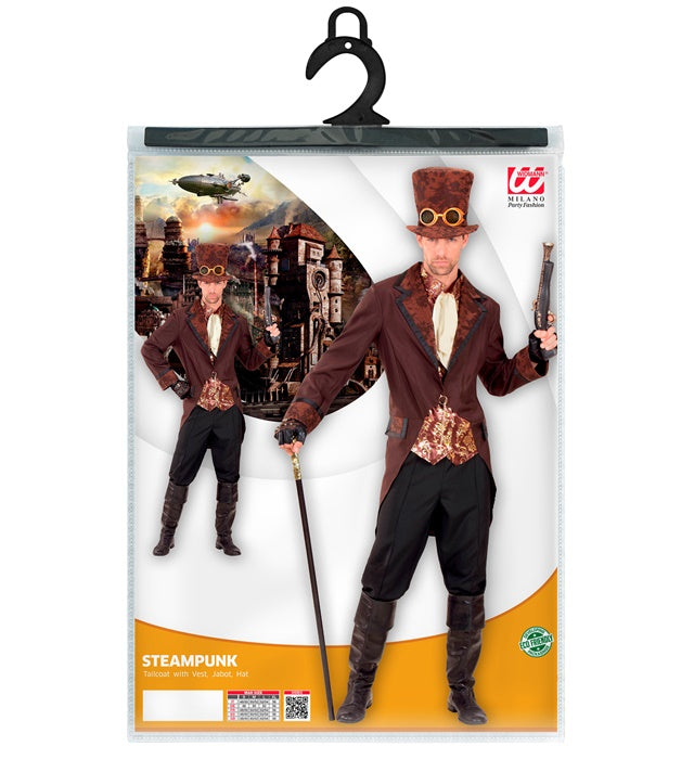 Steampunk Kostüm bestehend aus Frack, Weste, Jabot und Hut in viktorianischem Stil