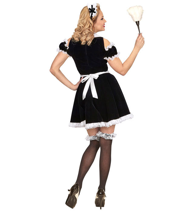 Zimmermädchen Kostüm mit Schürze und Haarreif für Fasnacht