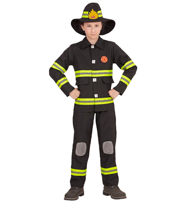 Feuerwehrmann-Kostüm bestehend aus Oberteil, Hose und Helm für Fasnacht