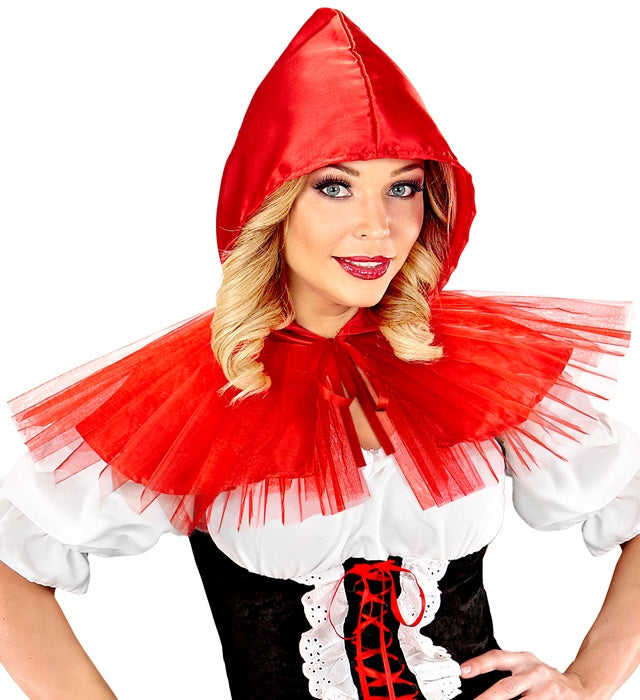Rotkäppchen Umhang mit Kapuze in leuchtendem Rot für Fasnacht Kostüm