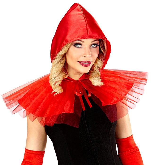 Rotkäppchen Umhang mit Kapuze in leuchtendem Rot für Fasnacht Kostüm