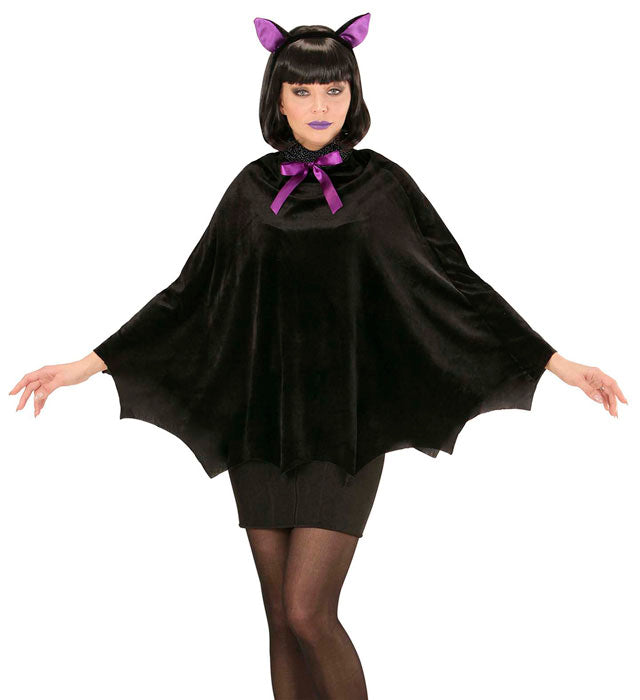 Fledermaus-Poncho mit markanten Ohren als Kostümzubehör für Fasnacht