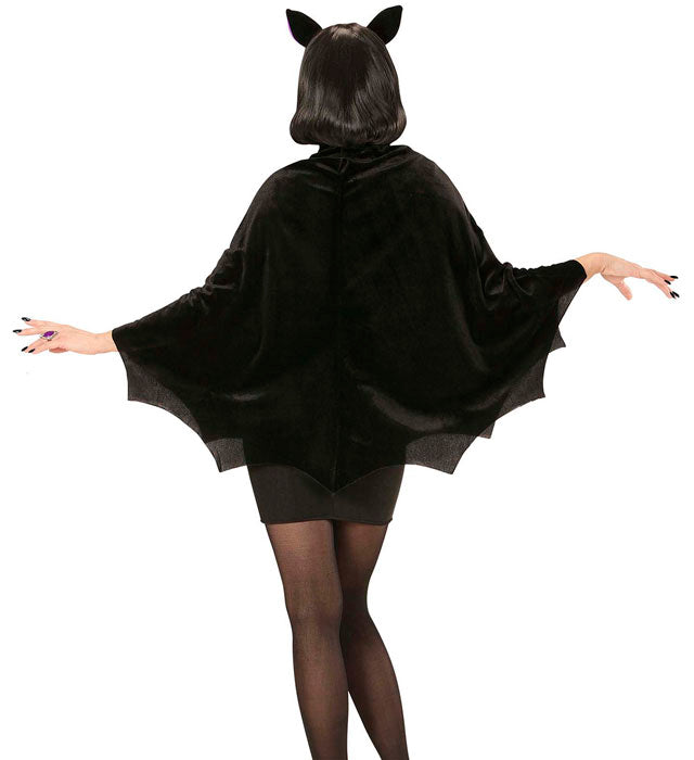 Fledermaus-Poncho mit markanten Ohren als Kostümzubehör für Fasnacht