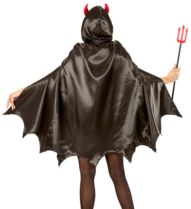 Teufels-Umhang mit Kapuze in Schwarz für Halloween und Fasnacht