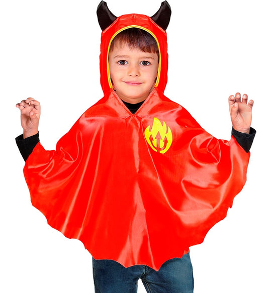 Teufels-Umhang mit Kapuze in Schwarz für Halloween und Fasnacht