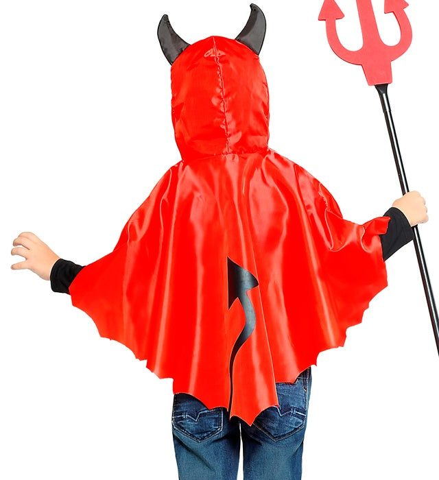 Teufels-Umhang mit Kapuze in Schwarz für Halloween und Fasnacht