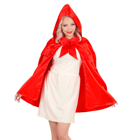 Roter Rotkäppchen Umhang mit Kapuze 80 cm für Fasnacht und Karneval