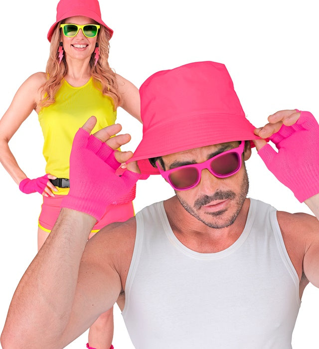 Neon pinke fingerlose Handschuhe als Fasnacht Accessoire