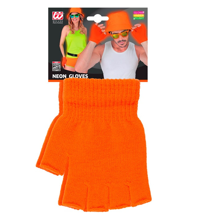 Neon orange fingerlose Handschuhe als Fasnacht Accessoire