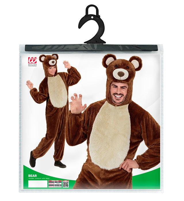 Bär Plüschkostüm mit Kapuze und Maske für Fasnacht