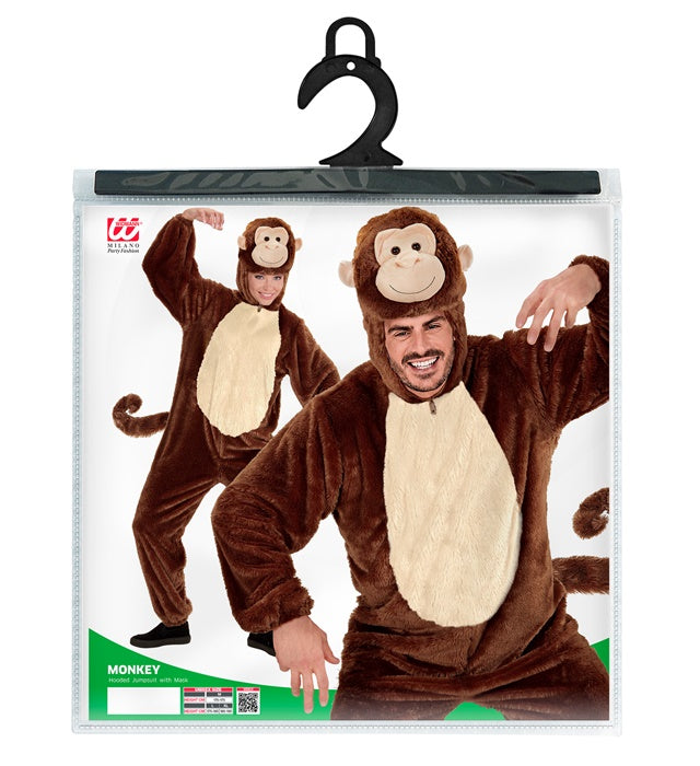 Affen Plüschkostüm mit Kapuze und Maske für Fasnacht und Karneval