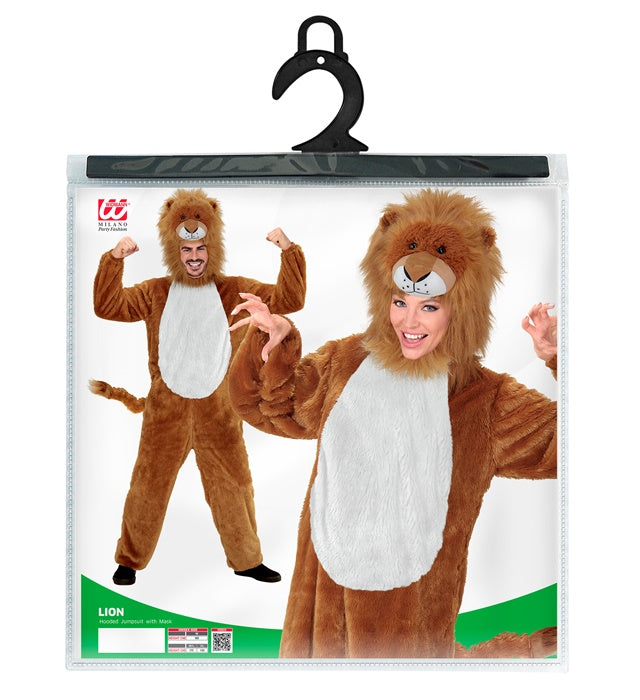 Löwen-Kostüm aus weichem Plüsch mit Kapuze und Maske für Fasnacht