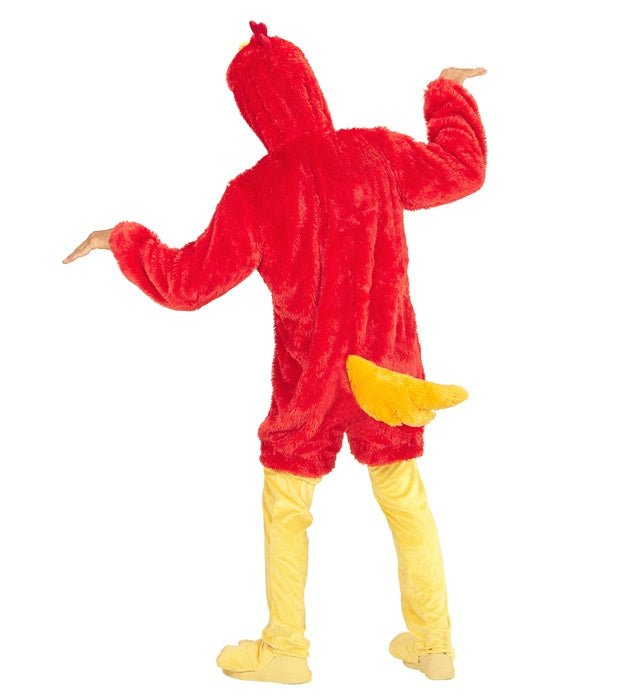 Rotes Vogel Plüschkostüm mit Kapuze Overall für Fasnacht