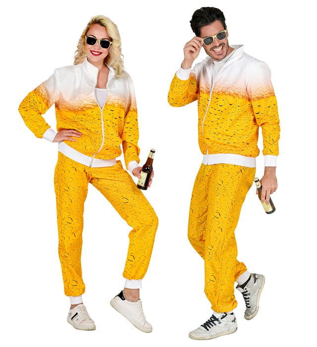 Bier Trainingsanzug Kostüm mit Oberteil und Hose für Fasnacht und Karneval