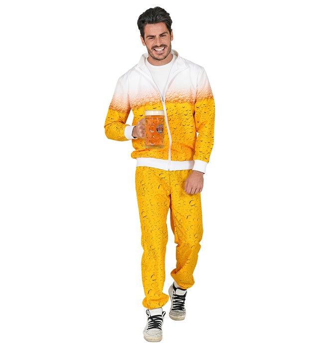 Bier Trainingsanzug Kostüm mit Oberteil und Hose für Fasnacht und Karneval