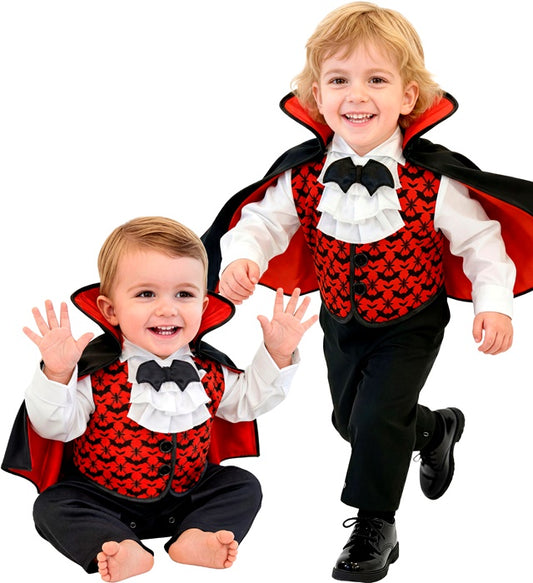 Vampir-Overall mit Umhang in schwarzem Design, passend für Fasnacht und Karneval