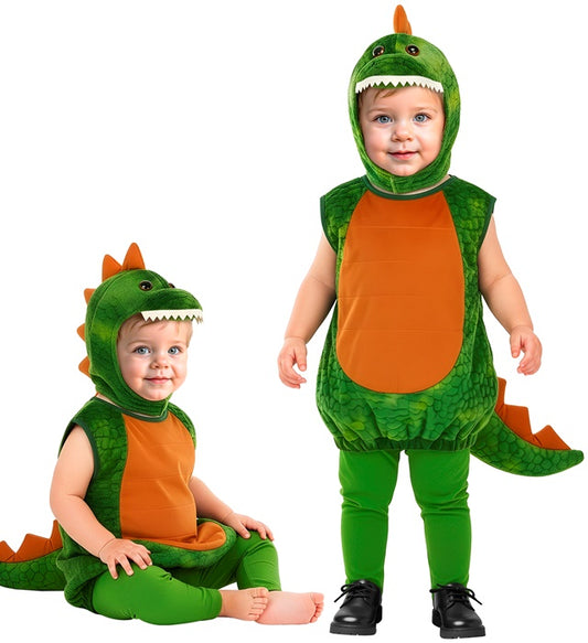 Dinosaurier-Kostüm mit Kapuze und Hose auf neutralem Hintergrund