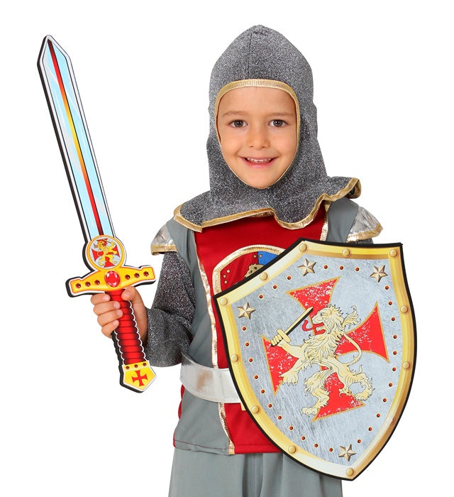 Kreuzritter Schwert und Schild aus weichem Schaumstoff für Kinder