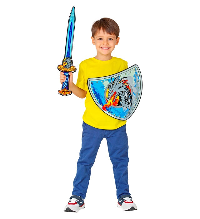 Drachenwikinger Schwert und Schild aus weichem Schaumstoff für Kinder