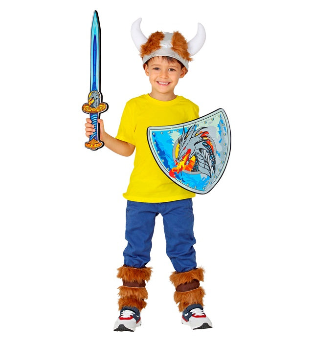 Drachenwikinger Schwert und Schild aus weichem Schaumstoff für Kinder