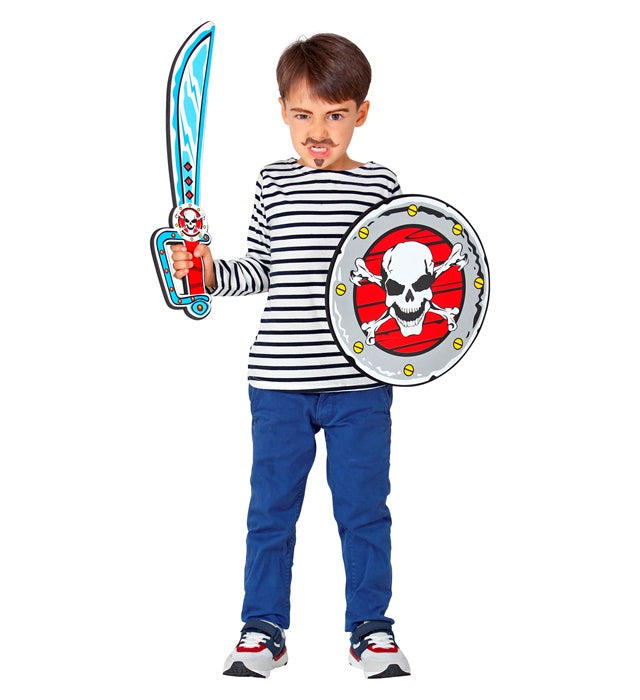 Piraten Schwert und Schild aus weichem Schaumstoff, jeweils 52 cm lang