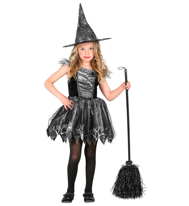 Hexe Kostüm bestehend aus langem Kleid und spitzem Hexenhut für Fasnacht und Karneval
