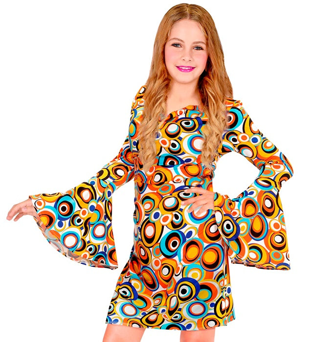 THE 70s GROOVY STYLE Bubbles Kleid mit buntem 70er-Jahre Muster