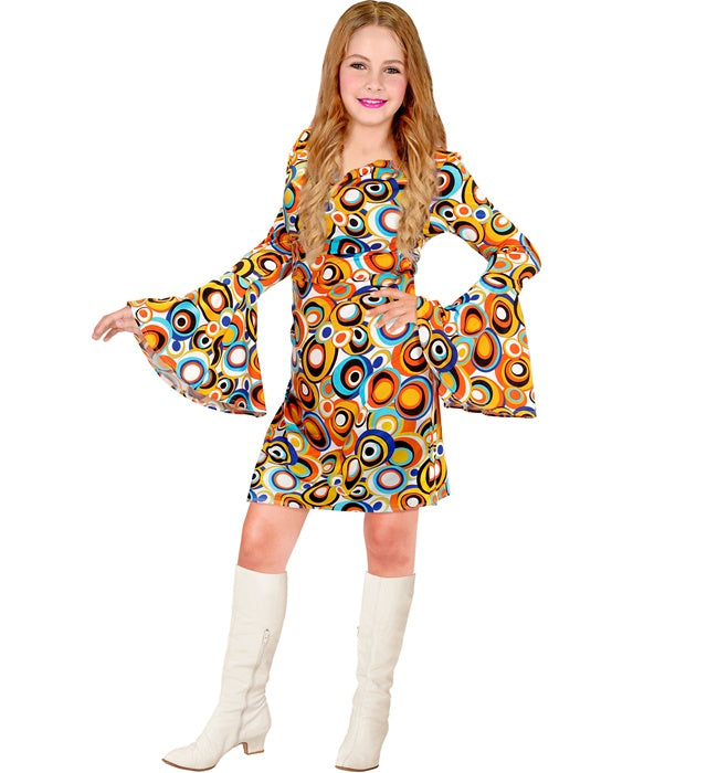 THE 70s GROOVY STYLE Bubbles Kleid mit buntem 70er-Jahre Muster