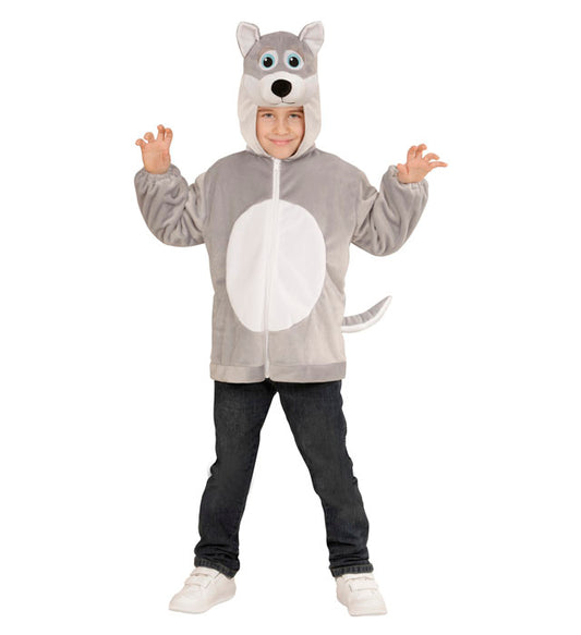 Weiche Wolf Plüschjacke mit Kapuze als Kostüm für Fasnacht und Karneval