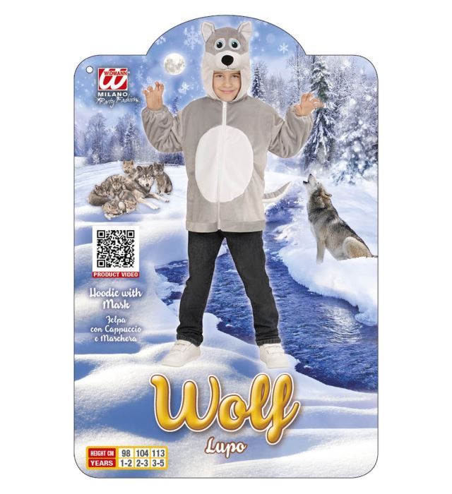 Weiche Wolf Plüschjacke mit Kapuze als Kostüm für Fasnacht und Karneval