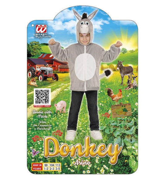 Esel Plüschkostüm Jacke mit Kapuze für Fasnacht und Karneval