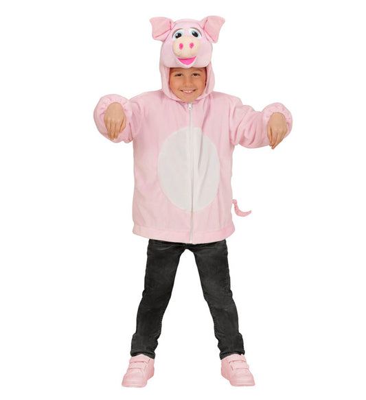 Weiches Schwein Plüschkostüm mit Kapuze für Fasnacht und Karneval