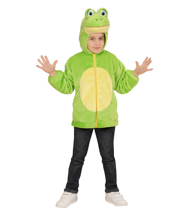 Frosch-Plüschkostüm mit Kapuze in grün für Fasnacht und Karneval
