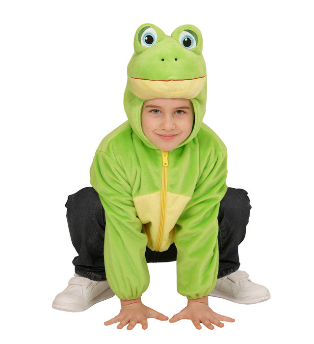 Frosch-Plüschkostüm mit Kapuze in grün für Fasnacht und Karneval