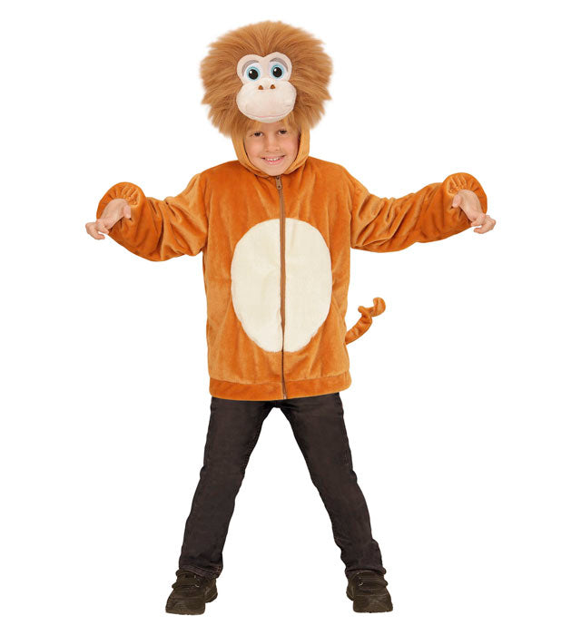 Weiches Affen-Kostüm mit Kapuzenjacke aus Plüsch für Fasnacht und Karneval