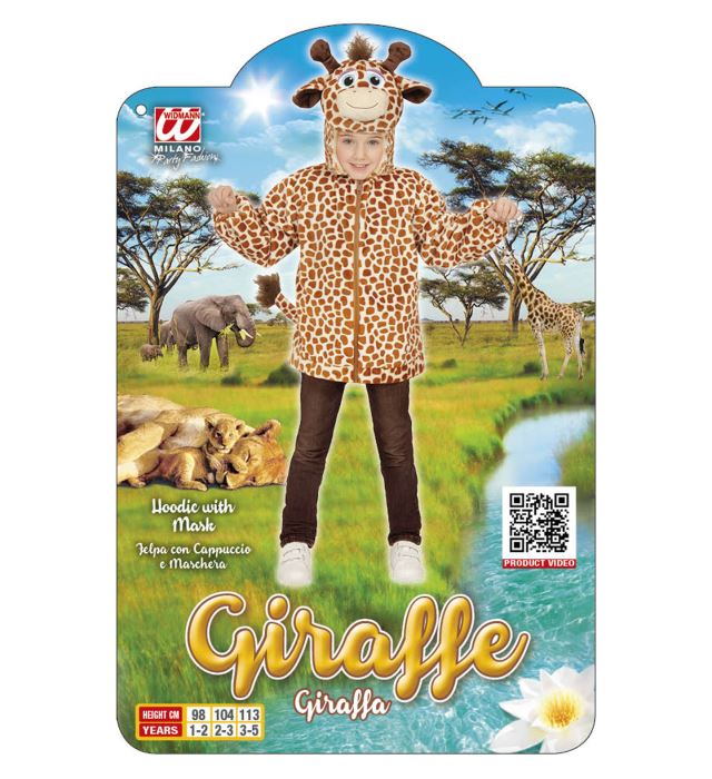 Giraffen Plüschkostüm mit Kapuzenjacke für Fasnacht und Karneval