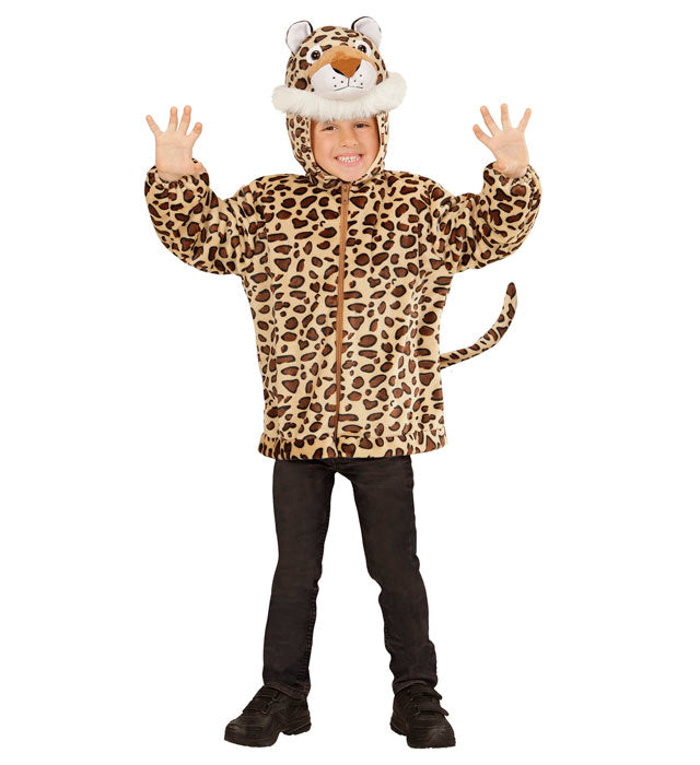 Leopard Soft Plüschjacke mit Kapuze als Fasnachtskostüm
