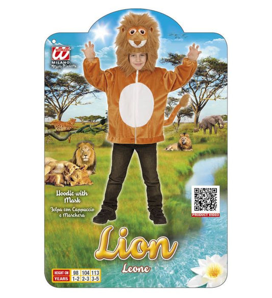 Weiches Löwen-Kapuzenkostüm aus Plüsch mit Mähne für Fasnacht und Karneval