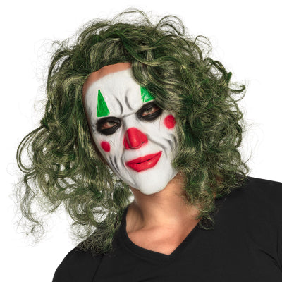 Boland masken Joker Maske Vollkopf aus Latex mit grüner Perücke