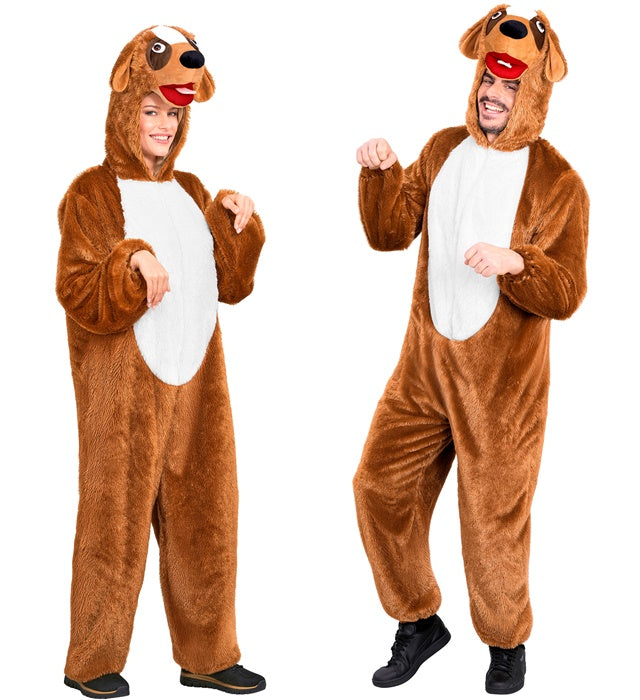 Extra weiches Hund Plüschkostüm mit Kapuze für Fasnacht und Karneval