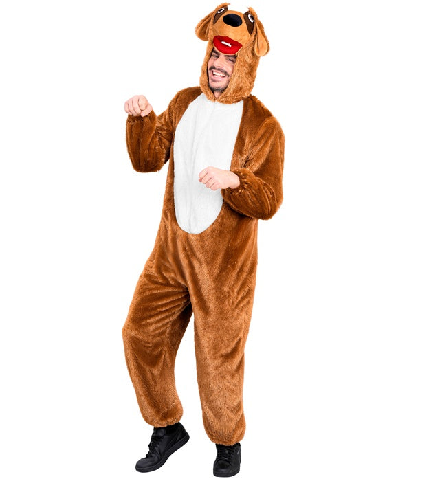 Extra weiches Hund Plüschkostüm mit Kapuze für Fasnacht und Karneval