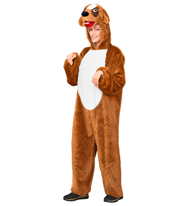 Extra weiches Hund Plüschkostüm mit Kapuze für Fasnacht und Karneval